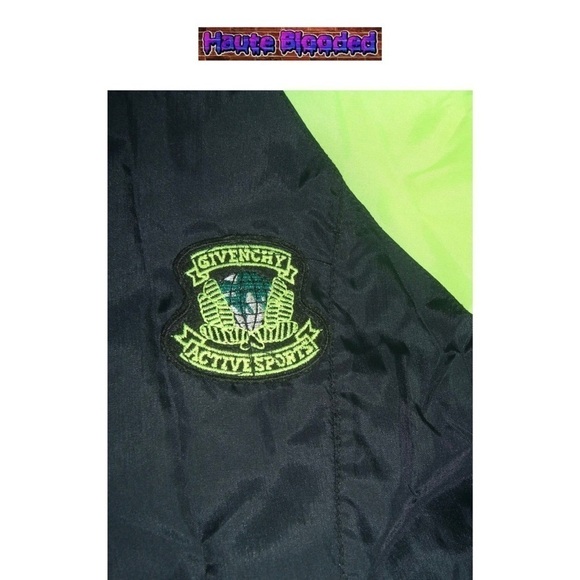 Vintage 90s Givenchy Active Sports Neon Yellow Windbreaker Retro Unisex Logo Ski - Picture 12 of 16